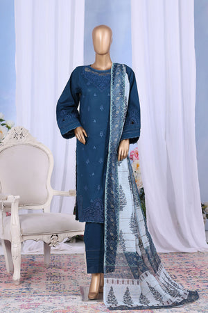 Khombi Stitched 3 Piece Casual Pret Cotton Collection'2025-Zebra Lines Blue