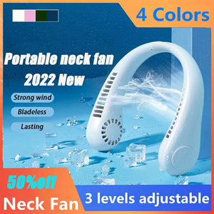 Portable Neck Fan Electric Wireless Fan Rechargeable USB Mini Fan Bladeless Personal Fans Hanging Neck Cooler for Outdoor Sports - My Store