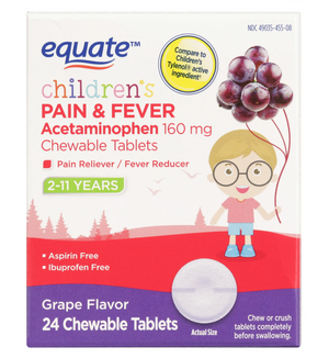 Equate Children's Pain & Fever Reliever Grape Chewable Tablets
