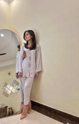 Manahils Stitched Co Ords Tie Woody Co-Ord Set