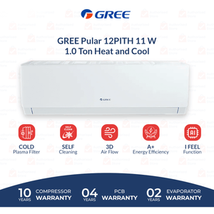 Gree 1 Ton Inverter AC Heat and Cool- Latest Model - GS-12PITH11W - Pular Series