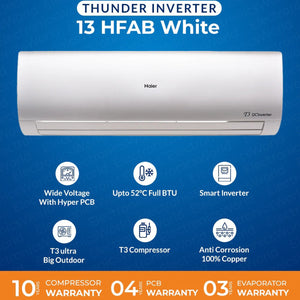 Haier Inverter AC | Model 13HFAB-W 1 Ton Thunder T3 Series DC Inverter | Heat And Cool | Latest Model with T3 Ultra Big Size Outdoor