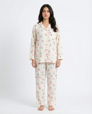 Summer Crinkled Pajama Suit - Juicy Blush