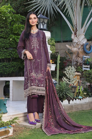 Dressline New Semi Stitched 3 Pcs Emb Cheickenkari & Laserkari Zari Lawn Collection