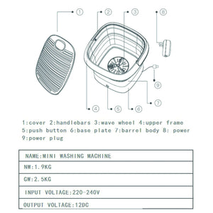 Mini Washing Machine Foldable Bucket Type - Laundry Clothes Washer - My Store