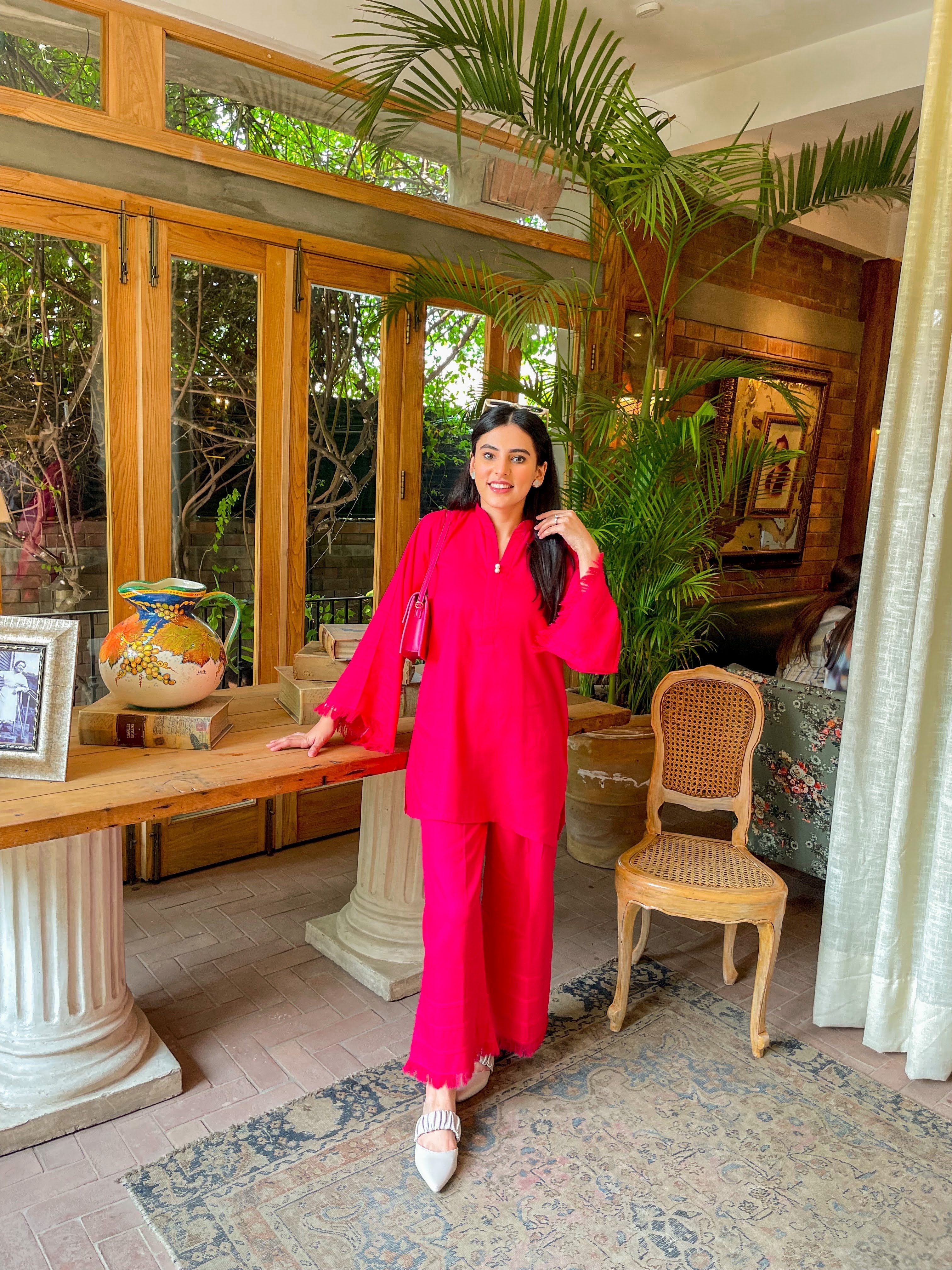 Manahils Stitched Co Ords Pink Marina Co-Ord Set (Pay-Now)