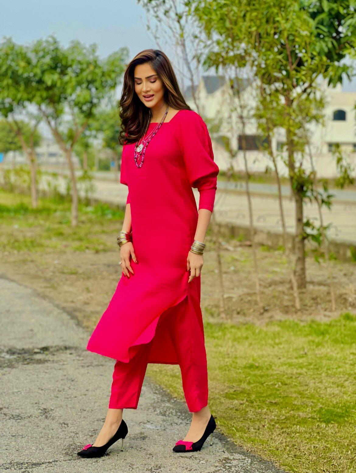 Manahils Stitched Co Ords Pink Marina Tunic