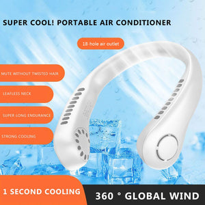 Portable Neck Fan Electric Wireless Fan Rechargeable USB Mini Fan Bladeless Personal Fans Hanging Neck Cooler for Outdoor Sports - My Store