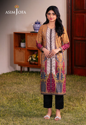 Asim Jofa Outfit Of The Day Ajod-04 Printed Lawn Silk 1 Pc