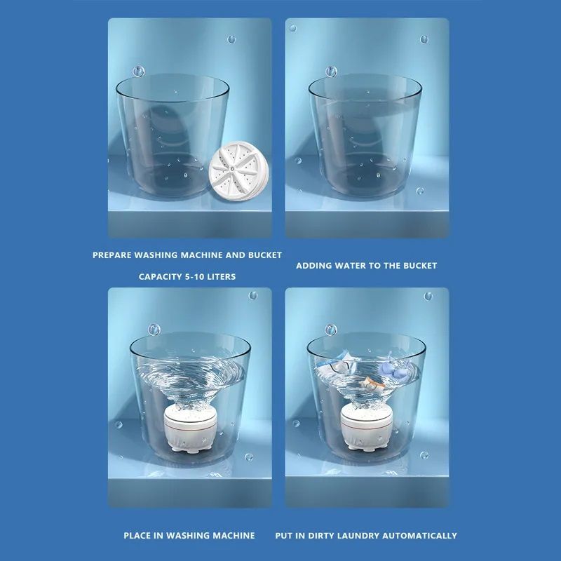 USB Travel Washer Washing Air Bubble Machine Ultrasonic Rotating Washing Machine - My Store