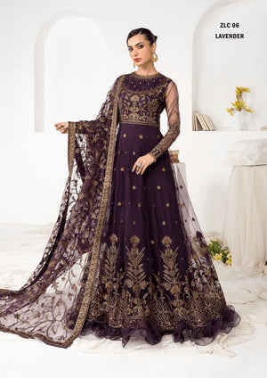 LA CELESTE By Zarif 3 Piece Unstitched Suits ZLC 06 LAVENDER- Luxury Formals Collection