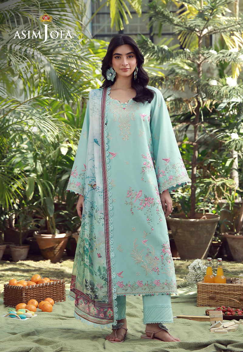 Aira By Asim Jofa Unstitched 3 Piece Emb Cambric Summer Suit-AJMUB-07