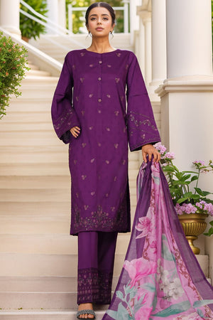 Muse By HZ Stitched 3 Piece Emb Self Cotton Jacquard Vol-05 Collection'2025-SSJ-2506-Purple