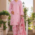 Bin Saeed Stitched 3 Piece Luxury Self and Stripe Vol-02 Collection'2025-SM-1968-Pink
