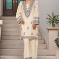 Vybe By Sada Bahar Stitched 2 Piece Emb Cotton Collection'2025-MEL-03-Cream