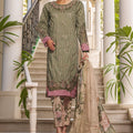 Bin Saeed Stitched 3 Piece Luxury Self and Stripe Vol-02 Collection'2025-SM-1965-Green