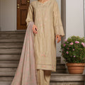 Bin Saeed Stitched 3 Piece Luxury Plain Cotton With Chiffon Dupatta Collection'2025-SMPC-1872-Skin