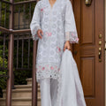 Bin Saeed Stitched 3 Piece Luxury Plain Cotton Vol-01 Collection-LF-1527-White