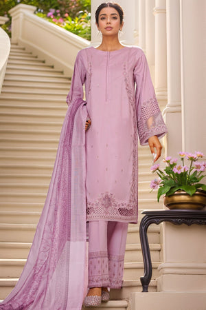 Muse By HZ Stitched 3 Piece Emb Self Cotton Jacquard Vol-05 Collection'2025-SSJ-2504-Tea Pink