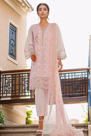 Bin Saeed Stitched 3 Piece Luxury Plain Cotton Collection-LF-1499-Pink
