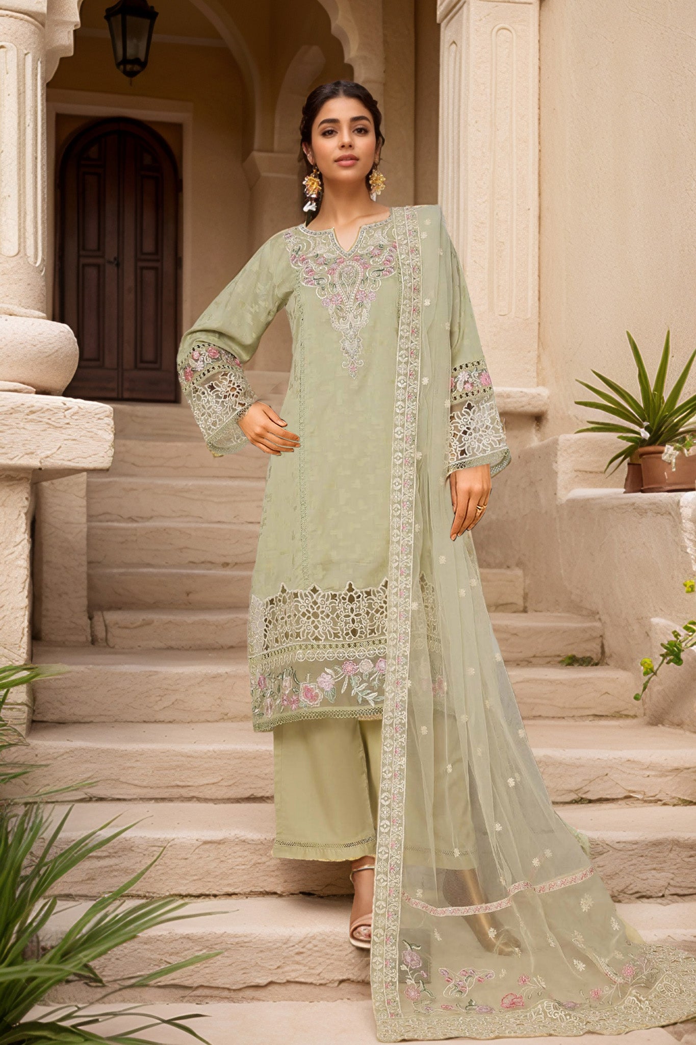 Sada Bahar Stitched 3 Piece Luxury Jacquard Collection'2025-JC-2-Pista