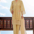 Bin Saeed Stitched 3 Piece Luxury Plain Cotton Collection-LF-1492-Yellow