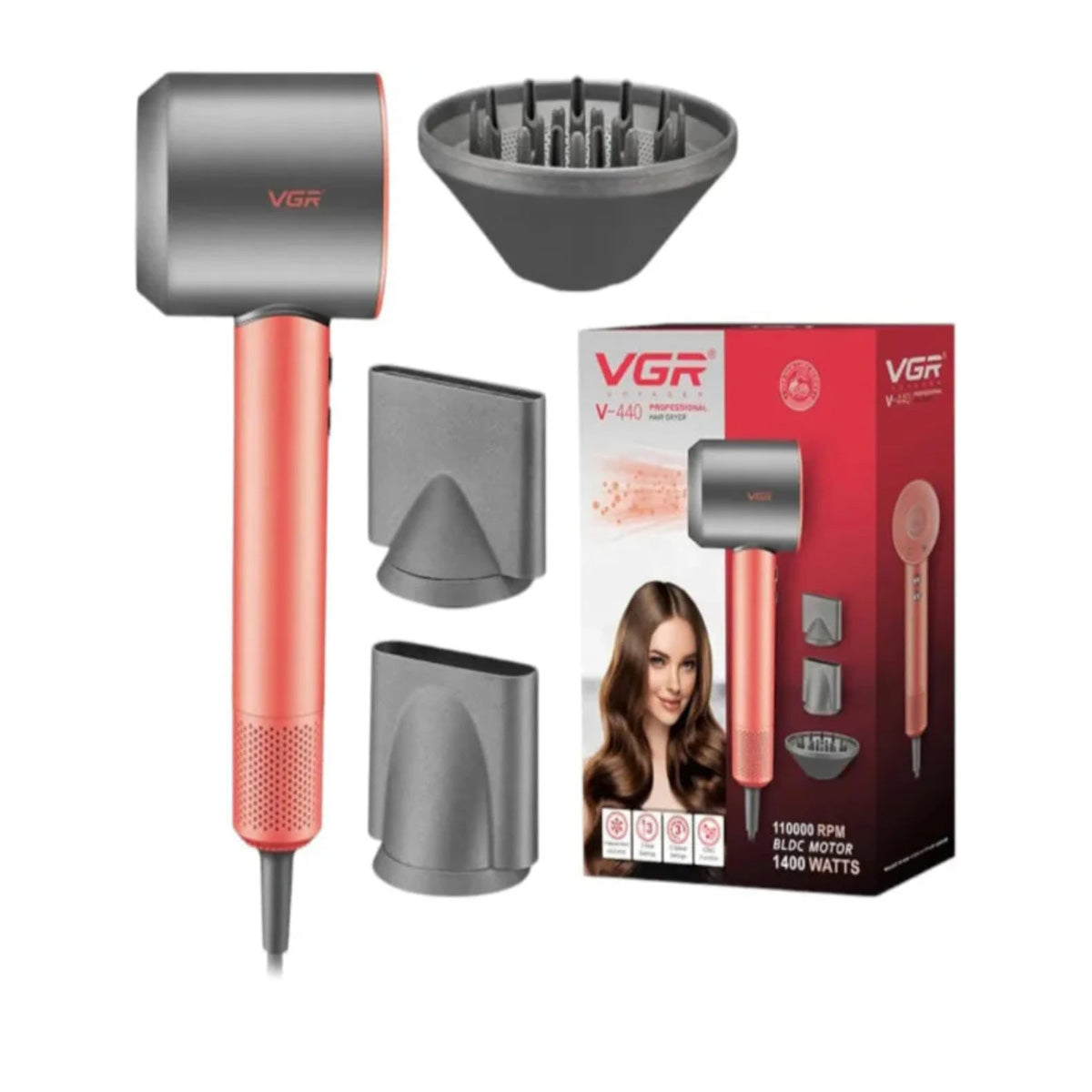 VGR V-440 Professional Hair Dryer & Styler â€“ 110,000 RPM BLDC Motor, Ionic Technology