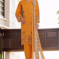 Bin Saeed Stitched 3 Piece Luxury Plain Cotton Collection-LF-1491-Mustard