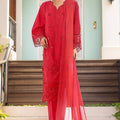 Bin Saeed Stitched 3 Piece Luxury Plain Cotton Collection-LF-1490-Red