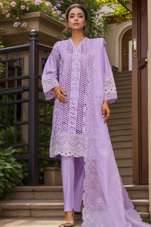 Bin Saeed Stitched 3 Piece Luxury Plain Cotton Vol-01 Collection-LF-1526-Purple