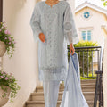 Bin Saeed Stitched 3 Piece Luxury Plain Cotton Collection-LF-1497-Sky Blue