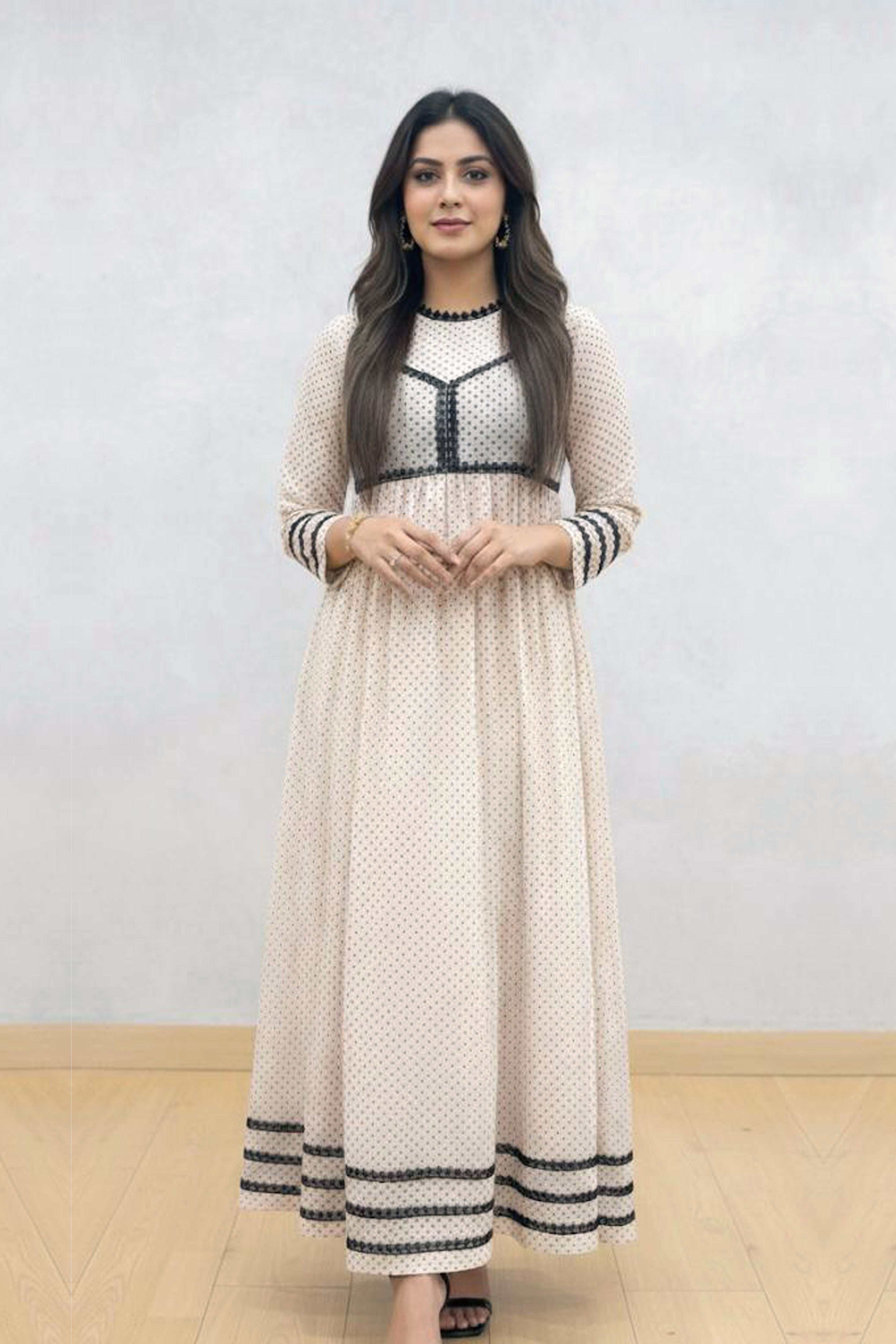 Ahlam By Safa Textile Beige meets Black Polka-Dots