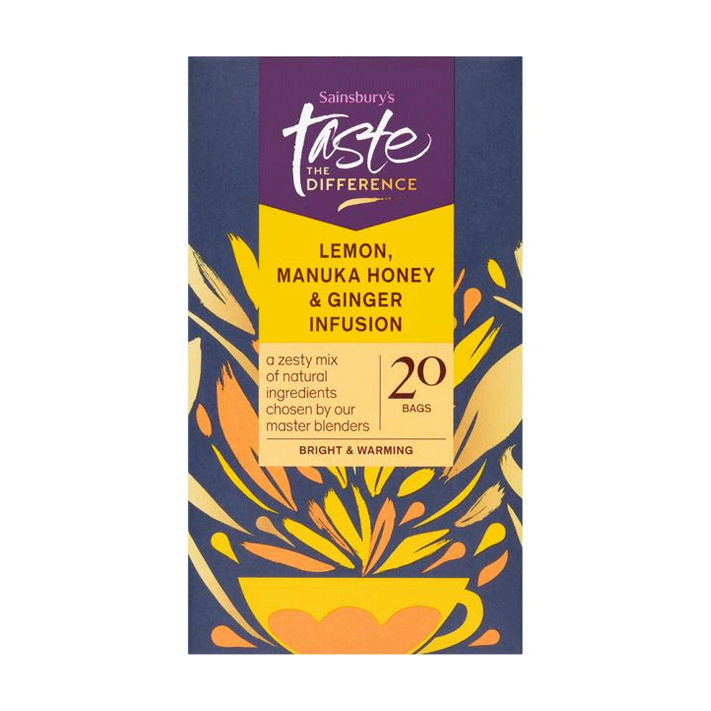 Sainbury's Lemon Manuka Honey & Ginger Infusion Bags 20s