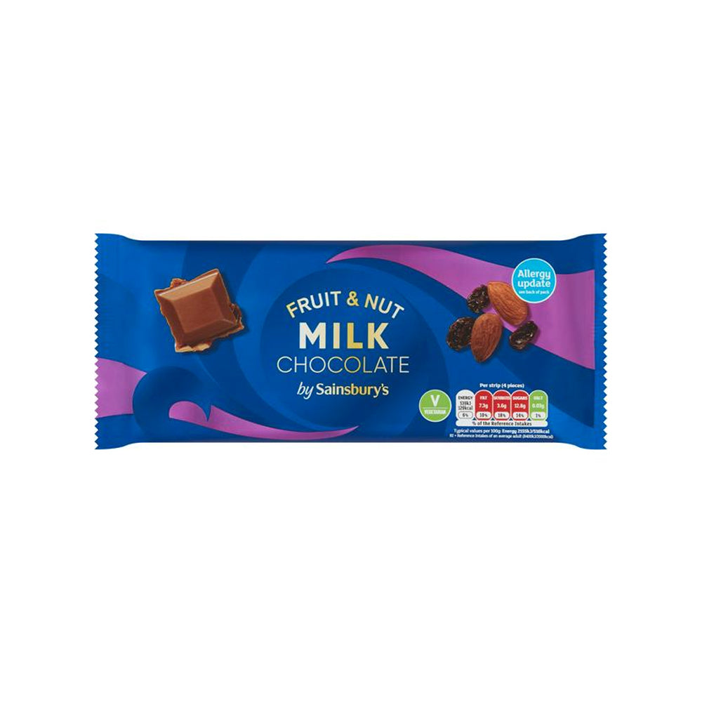 Sainsbury's Fruit Nut Milk Chocolate 200gm - Snapcart.pk