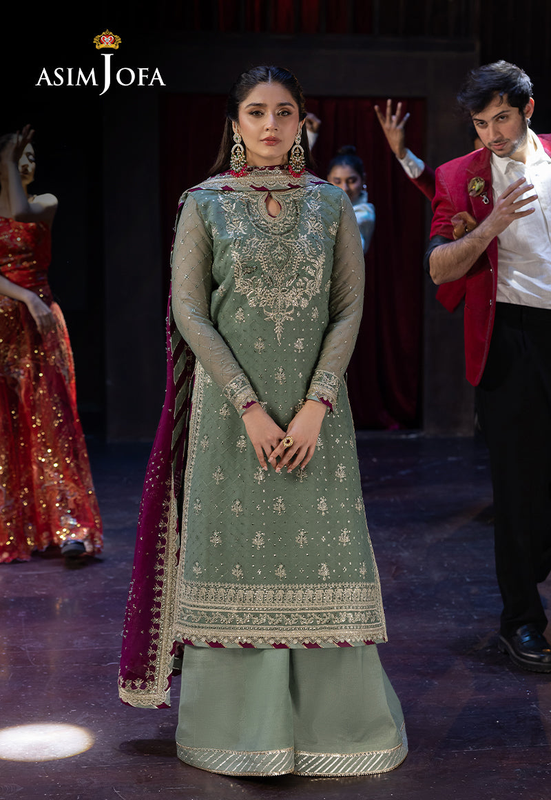 Asim Jofa Unstitched 3 Piece Luxury Festive Rejoice AJLFF-13 Embroidered Chiffon 3 Pcs
