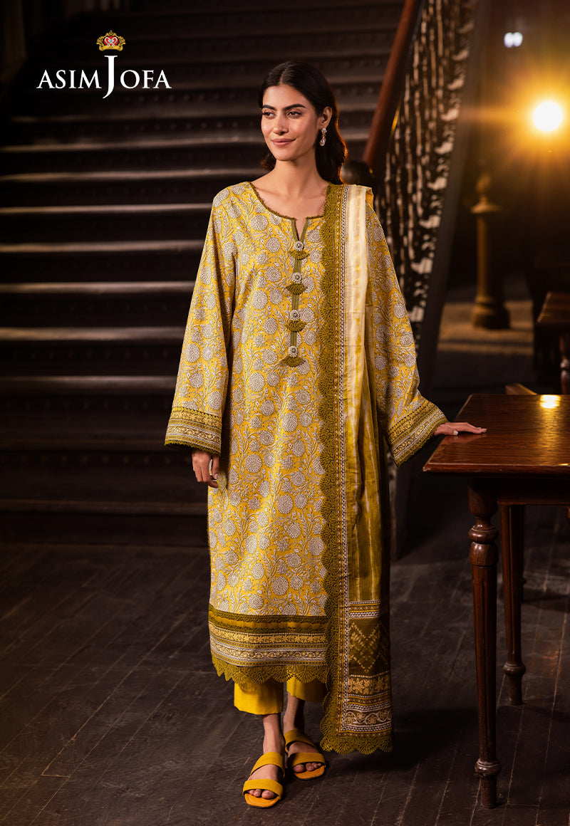Asim Jofa Prints Unstitched Drop 2 Ajubj-51 Printed Lawn 3 Pc