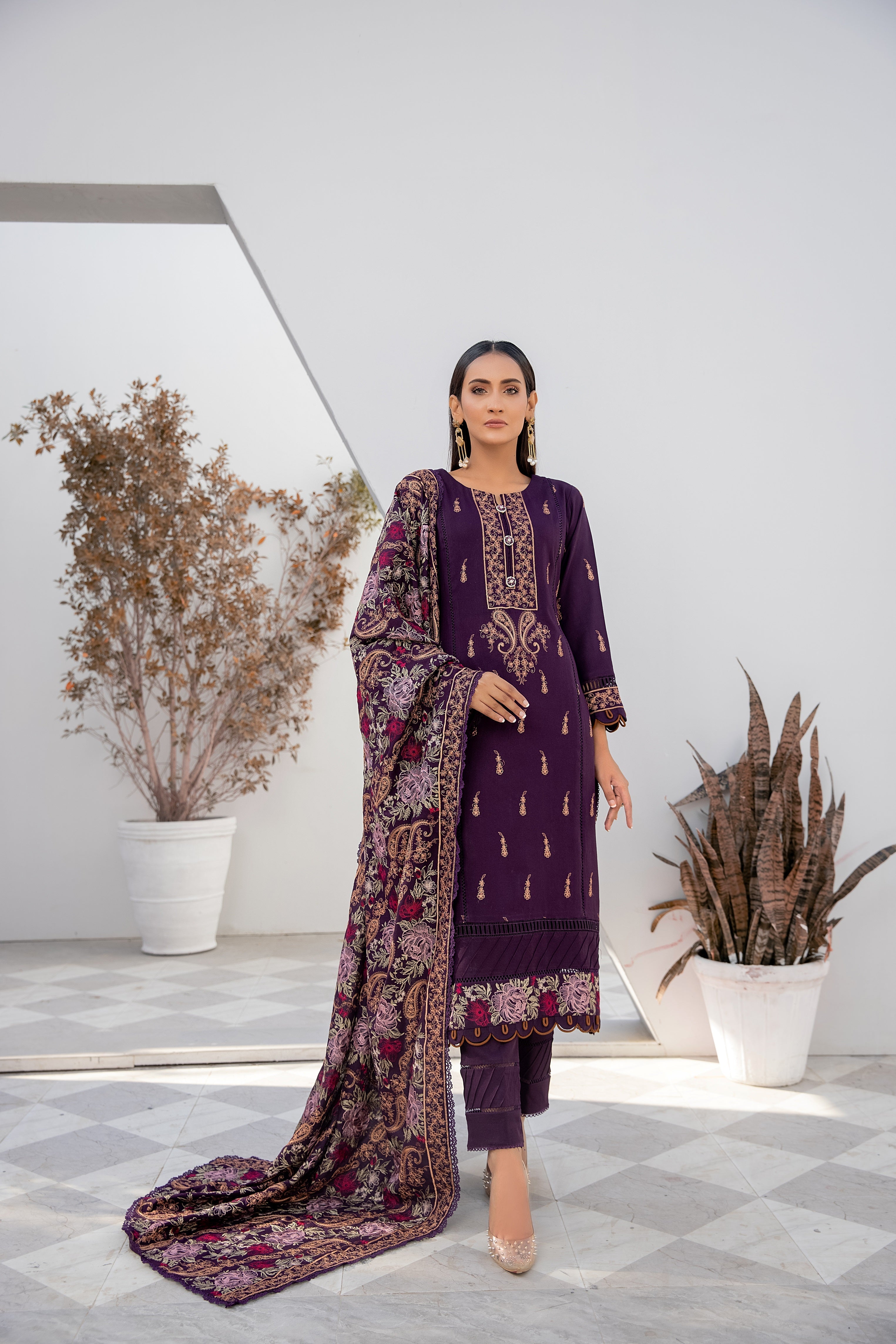 Threads & Weaves Unstitched 3 Piece Dhanak Winter Suit-D23102