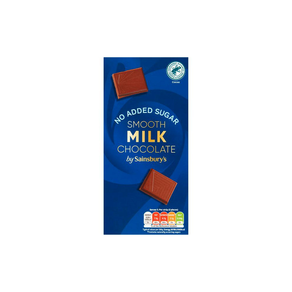 Sainsbury's No Added Sugar Milk Chocolate 100g - Snapcart.pk