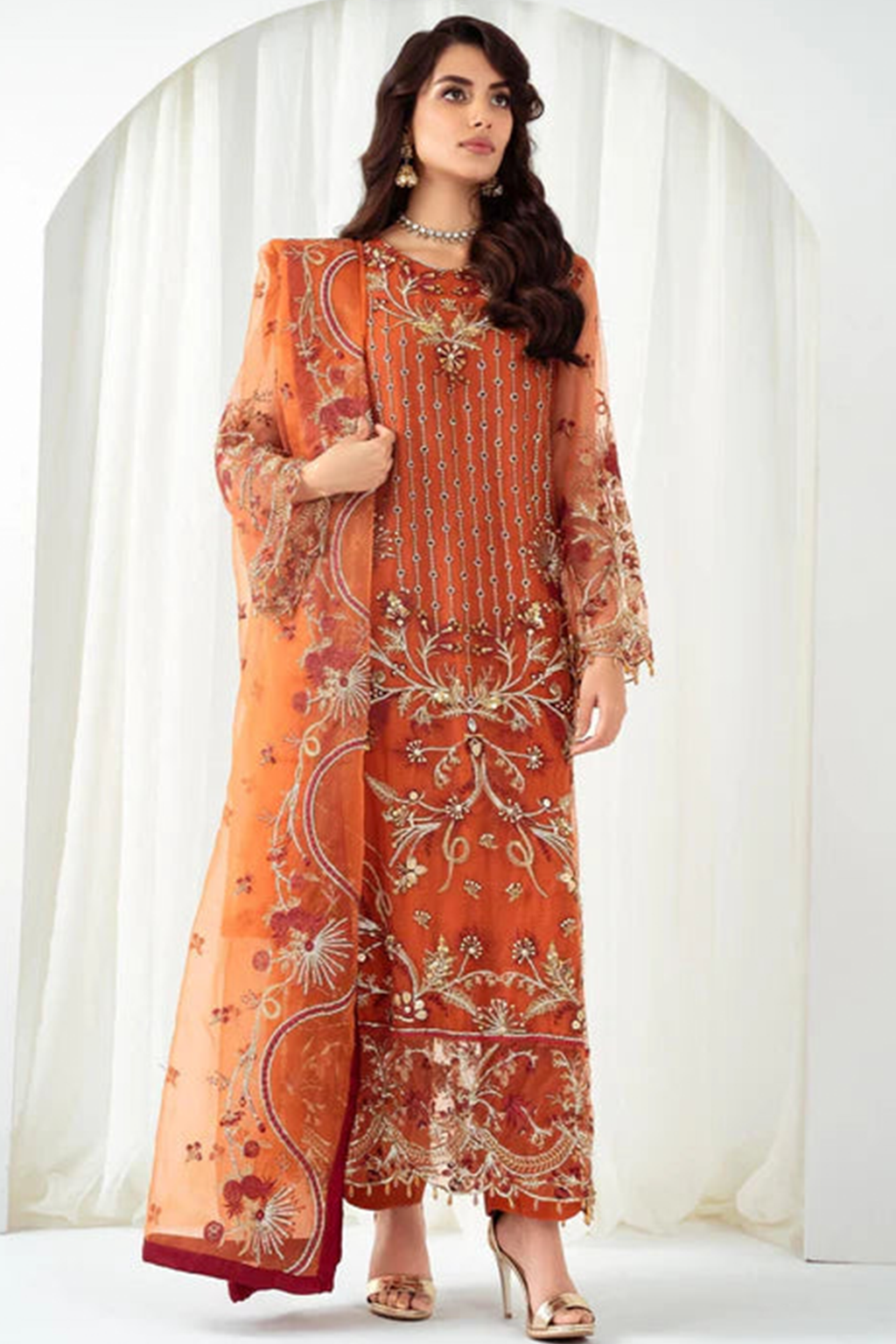 Meeral Luxe Unstitched 3 Piece Formals Collection'2025-Meeral - ML-LUX22V2-10 Satrangi - Meeral Luxe