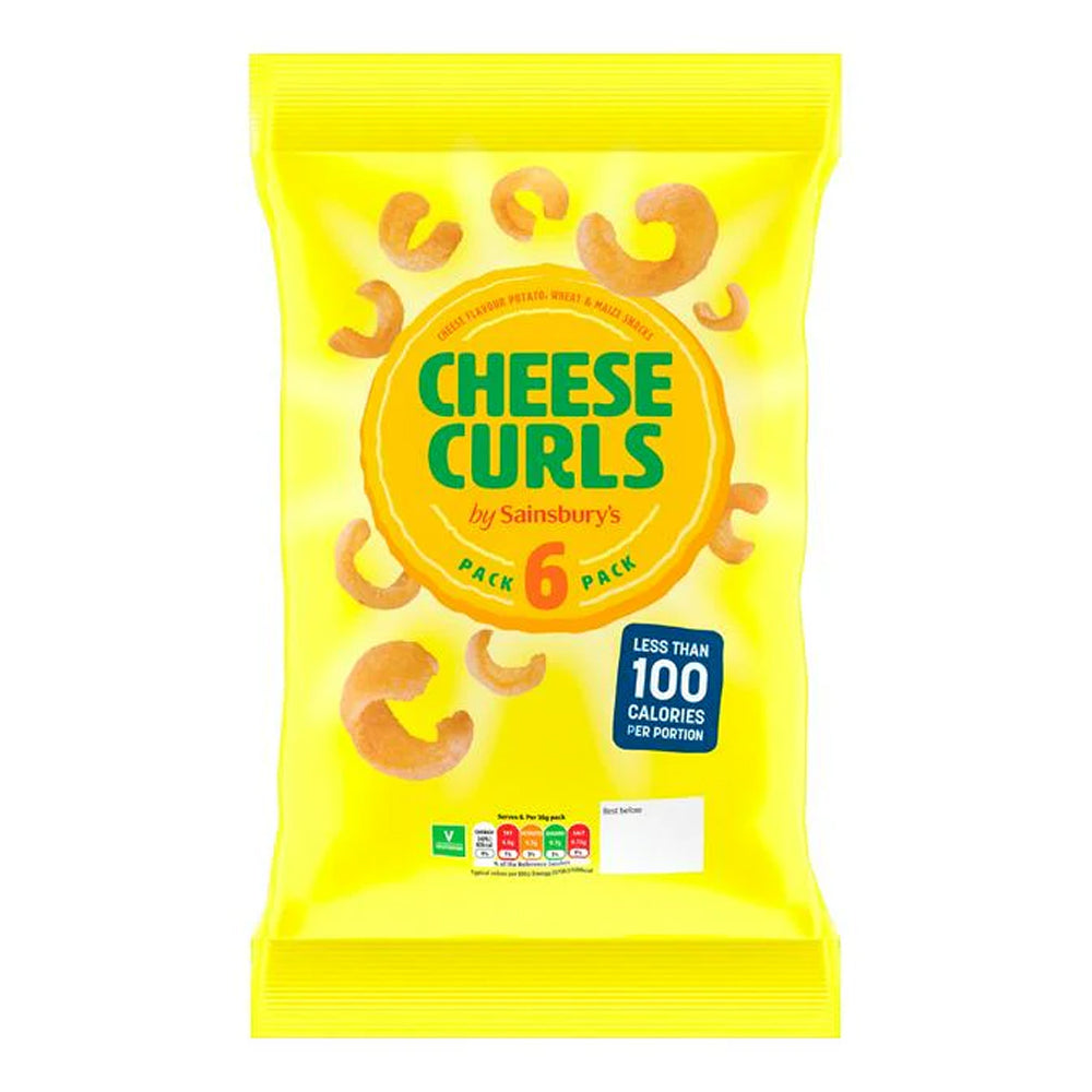 Sainsbury's Cheese Curls Wheat & Maize Snacks 6x16g