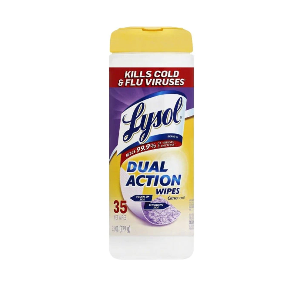 Lysol Dual Action Wipes Citrus 35 Wet Wipes 269g - Snapcart.pk