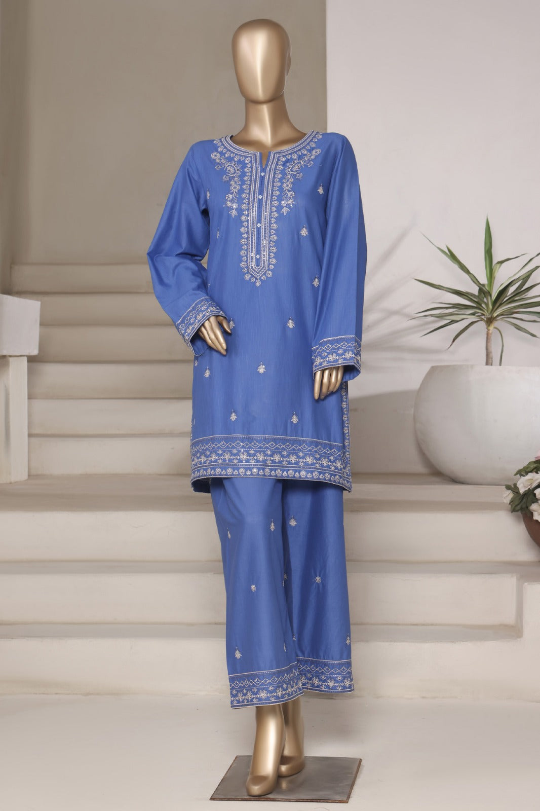 Vybe By Sada Bahar Stitched 2 Piece Emb Cotton Collection'2025-MEL-02-Blue