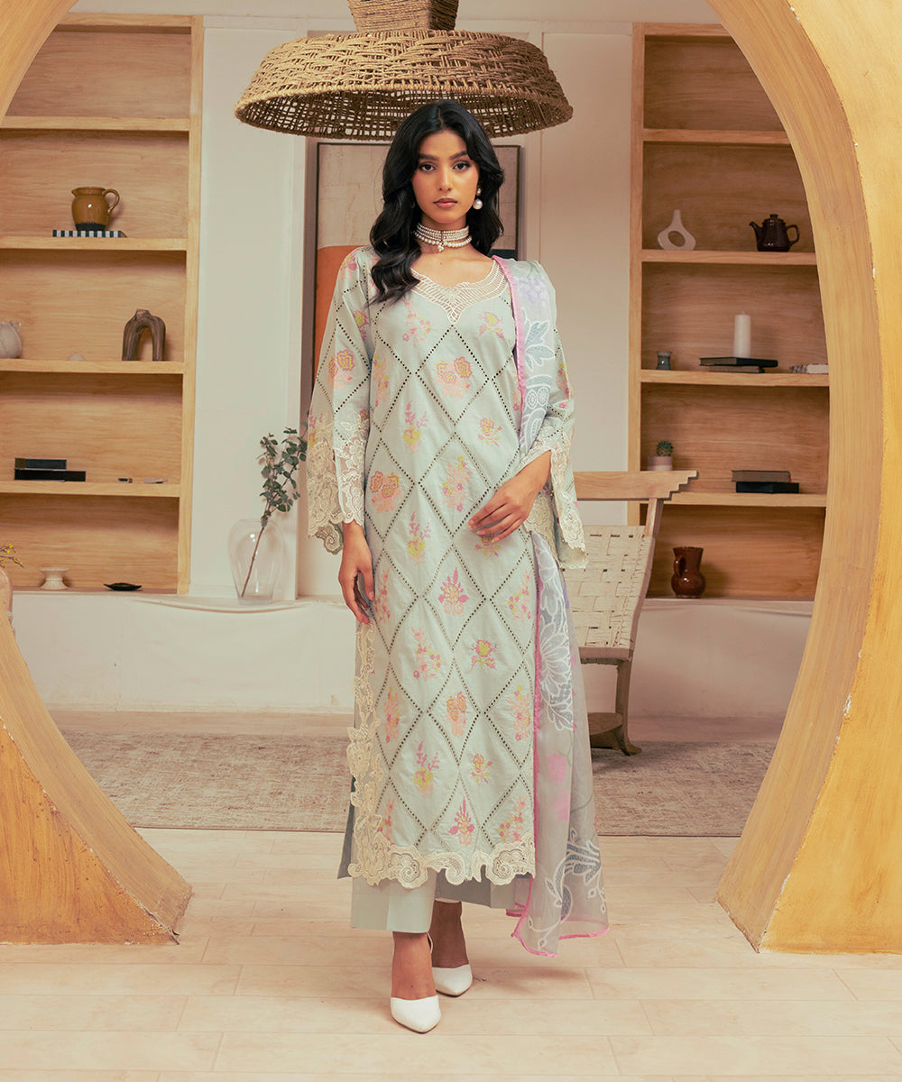 Vasl Pre Winter By Kross Kulture Stitched 3PC - Embroidered Cambric Suit Suit-0001699-SML-SBL