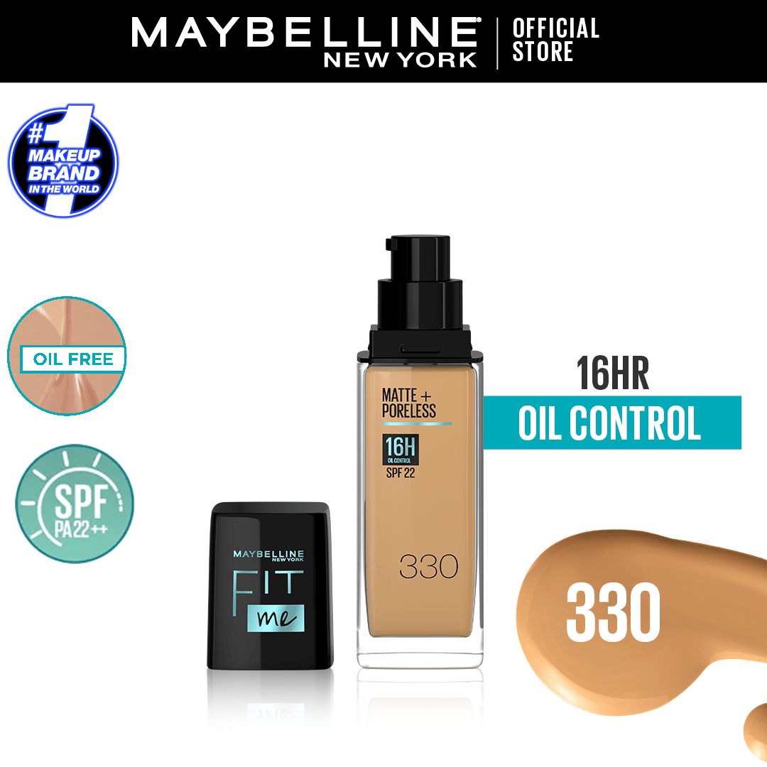 Maybelline Ny New Fit Me Matte + Poreless Liquid Foundation Spf 22 - 330 Toffee 30Ml - For Normal To Oily Skin - My Store