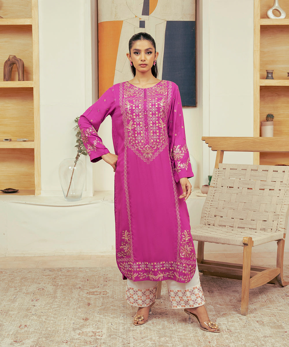Vasl Pre Winter By Kross Kulture Stitched 2PC - Embroidered Self Textured Suit Suit-0001714-SML-Mjd