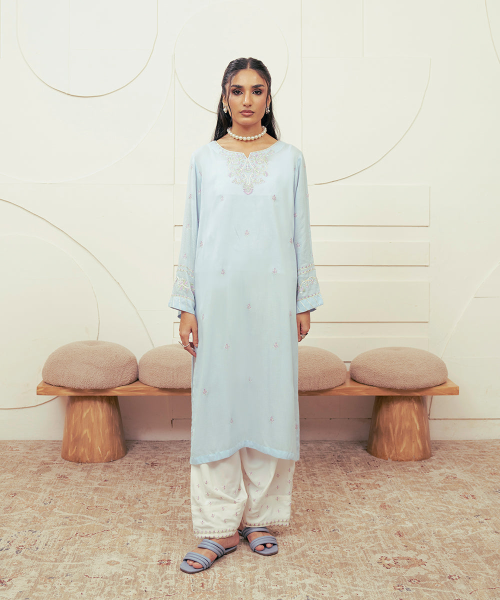 Vasl Pre Winter By Kross Kulture Stitched 2PC - Embroidered Self Textured Suit Suit-0001716-SML-IBL