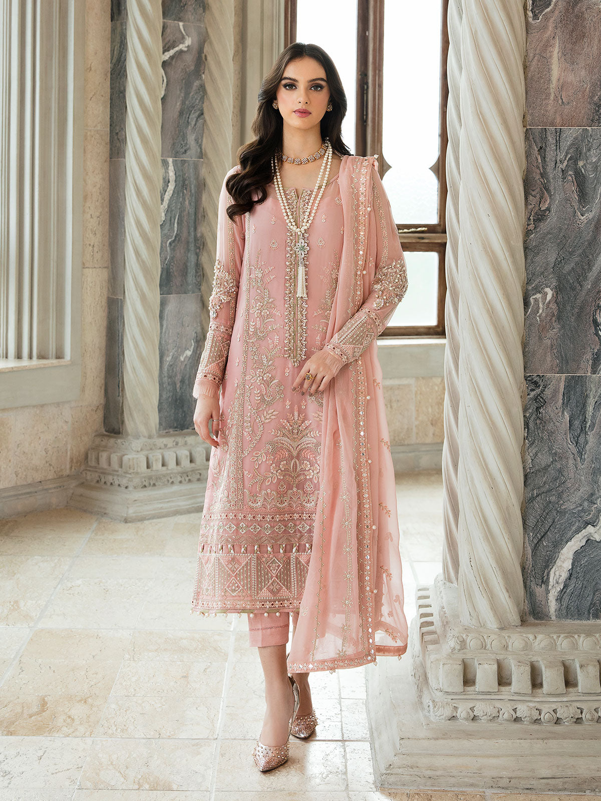 Gulaal Unstitched 3 Piece Emb Chiffon Eid Suit-Isabella 01
