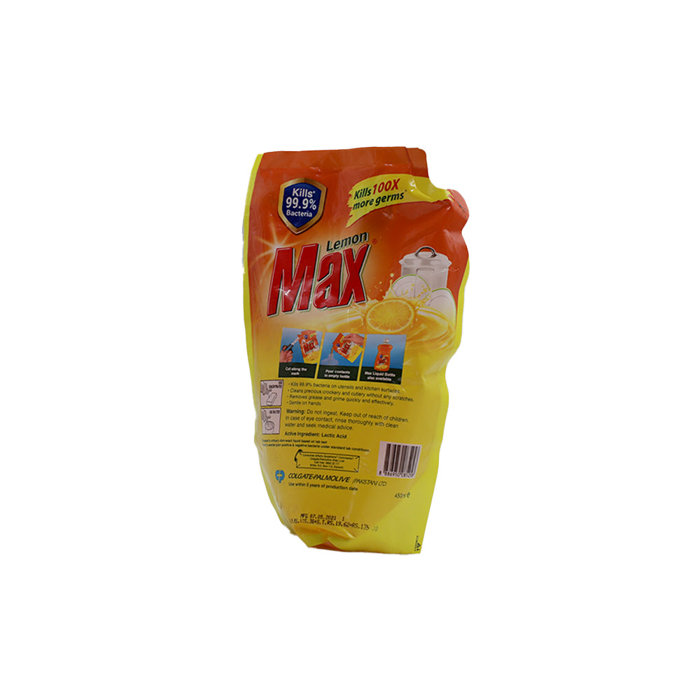 Lemon Max Dishwash Liquid Anti Bacterial 450ml Pouch - Snapcart.pk