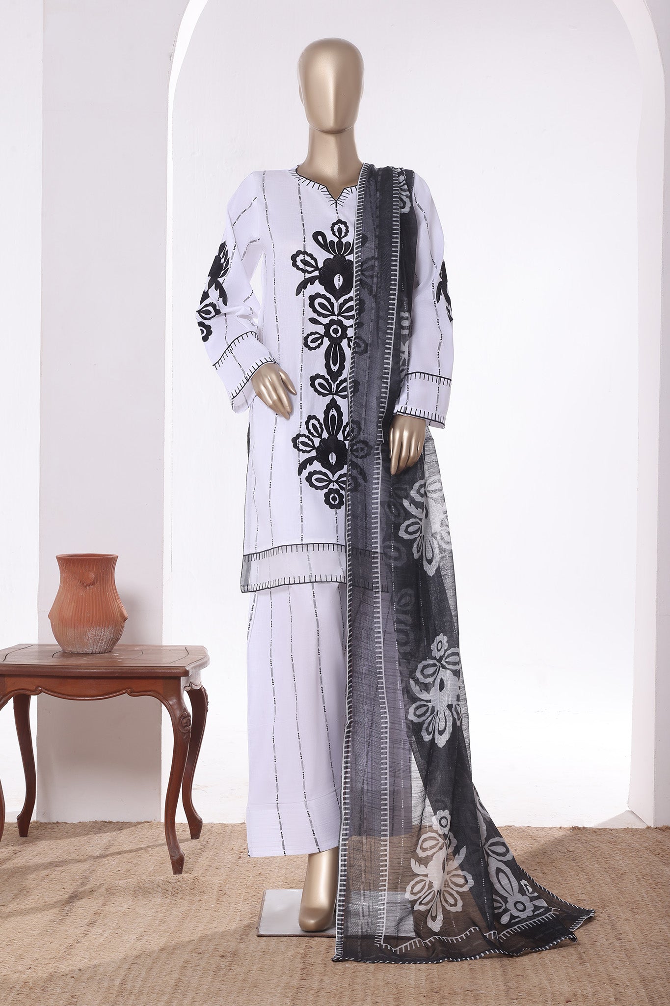 Khombi Stitched 3 Piece Luxury Cotton Collection'2025-J-401-OW
