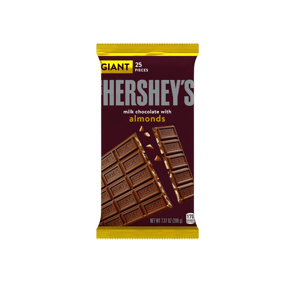 Hersheys Milk Chocolate With Almonds Bar 208g - Snapcart.pk
